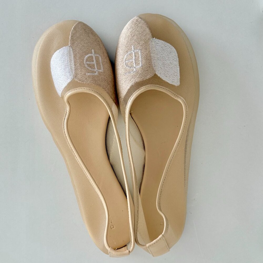 Dear Frances Balla Embroidered Ballet Flats | Beige | Size 39 | EUC 🌾🩰